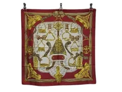 HERMES エルメス スカーフ カレ90 ETRIERS 鎧 ホワイト系×ボルドー系