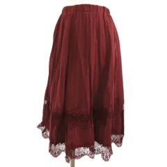 リランドチュール Rirandture ロング スカート イージー フレアー レース切替 ボルドー 2