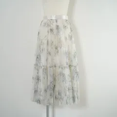 JUSGLITTY ジャスグリッティー ニュアンス フラワー プリーツ スカート フレア ロング丈 チュール 花柄