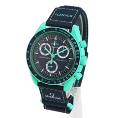 オメガ S033L103 Swatch スウォッチ ミッション オン アース ポーラライツ スピードマスター ムーンスウォッチ ナイロン バイオセラミック ネイビー ターコイズ グリーン 腕時計 箱付 OMEGA（未使用　展示品のサムネイル