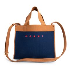 新品 MARNI クリーム ストライプ キャンバス製 ミディアムトート 
