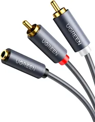 UGREEN RCA 3.5mm 変換ケーブル 3.5mmステレオミニプラグ(メス) - 2RCA(オス) 赤白ケーブル Y型 分岐 金メッキ仕様 25cm