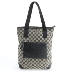 グッチ GGキャンバス 019 0401 レザー トート バッグ 肩掛け ショルダー ハンド 本革 ブラック 黒 A4 レディース EWM DS11-10【中古】