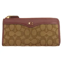 コーチ COACH シグネチャー L字ファスナー 長財布 F34790 カーキ ワイン ■GY99