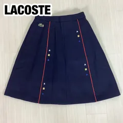 【美品】【未使用級】 LACOSTE GOLF ラコステ ゴルフスカート ミニスカート インナーショーツ付 63-90 ネイビー 濃紺 ワニ 刺繍ロゴ 総丈51.5cm ウエスト60cm ヒップ100cm 裾幅67cm【古着】のサムネイル