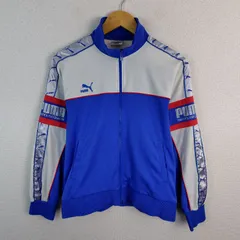 90s PUMA プーマ トラックジャケット ロゴプリント ブルー ホワイト EXTRAサイズ メンズ 古着 スポーツMIX ストリート