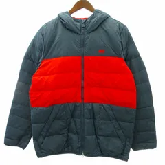 ナイキ NIKE 美品 ダウンジャケット ジップアップブルゾン フード バイカラー 紺 ネイビー 赤 レッド XLサイズ ●ECO
