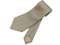 HERMES エルメス ネクタイ ベージュ シルク100％ メンズ 馬柄 新品未使用展示品