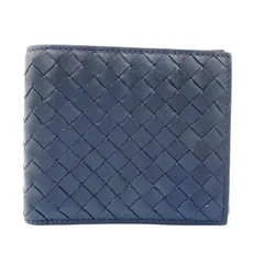 BOTTEGA VENETA ボッテガヴェネタ 財布 イントレチャート 113993 ブルー カーフ メンズ 2つ折り財布 超美品