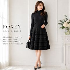 極美品☆FOXEYフォクシースカート コードウェーブ 水玉フロッキー