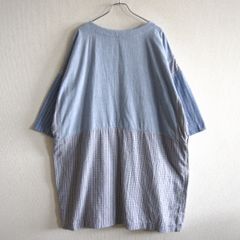 極美品 ミナペルホネン hoshi hana ワンピース リネン ブルー 刺繍
