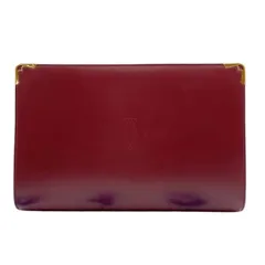 Cartier カルティエ セカンドバッグ マストライン L1000509 ボルドー系 レザー メンズ クラッチバッグ ゴールド金具 美品