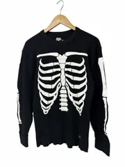 シュプリーム SUPREME ×Hanes ヘインズ Bones Thermal Crew ボーンズ プリント サーマル クルー 長袖  L 黒 ブラック ブランド古着ベクトル 中古☆AA★260321
