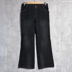 NOT4NERD ハトメ デザインフレアデニムパンツ ブラック M アダストリア 