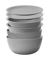 【特価セール】ライクイット (like-it) ざる ボウル 電子レンジ対応 Colander&Bowl 米とぎにも使える ザルとボール グレー 6点セット 日本製 水切り 湯切り可能 耐熱ボウルのサムネイル