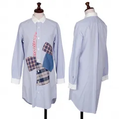 ジュンヤワタナベマンピンク コムデギャルソンJUNYA WATANABE MAN PINK COMME des GARCONSパッチワーククレリックロングシャツ 水色Mのサムネイル