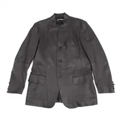 イッセイミヤケ メンISSEY MIYAKE MEN ラムレザーバンドカラージャケット 黒4のサムネイル
