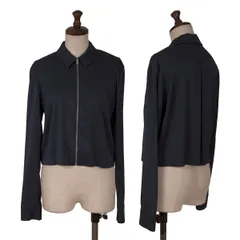ティーバイアレキサンダーワンT by Alexander Wang シルク混ストレッチジップブルゾン 紺のサムネイル