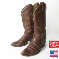 used☆トニーラマ☆ウエスタンブーツ☆23センチ☆茶 USA製 Tony Lama トニーラマ ウエスタンブーツ 茶系マーブル 幅広26.5