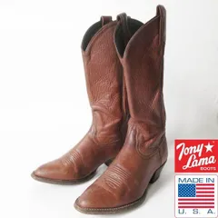 USA製 Tony Lama トニーラマ シンプル レザー ウエスタン ブーツ 茶 レディース 23cm ビンテージ ブラウン 靴 ビンテージ D62-34-0008ZV