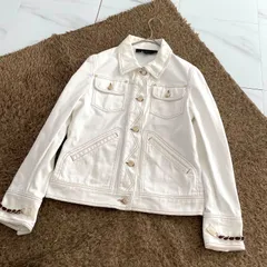 希少✨GUCCI グッチ トムフォード期 デニムジャケット Gジャン ホワイト 白 シェリーライン金具 イタリア製 綿 コットン 38のサムネイル
