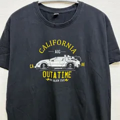 バックトゥザフューチャー Back to the Future デロリアン 古着 ユーズド 映画 オールディーズ ムービーTシャツ Tシャツ Lサイズ ブラック メンズ ユニセックス 半袖 夏物 夏服 プリント 80年代 SF ミュージカル USA 輸入