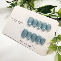 ネイルチップ ブルー マグネット ワンカラー ちゅるん シンプル 上品