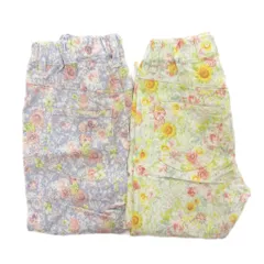 ブランシェス BRANSHES 2点セット パンツ 130 イージー 花柄 水色 ライトブルー 緑 グリーン 黄 イエロー /NU ■GY14