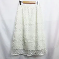 未使用タグ付き LOULOU WILLOUGHBY ルルウィルビー ミモレ丈 スカート 刺繍 レーズ ドット ホワイト 白 38 (Mサイズ) ボトム レディース E771L