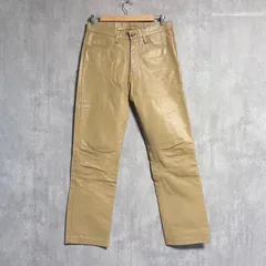 【MEN'S MELROSE】牛革 リアルレザーパンツ 4 ベージュ メンズメルローズ 本革 ライダース バイカー ロック パンク 5ポケット ストレート カジュアル ストリート ヴィンテージ 希少カラー 廃盤 L相当 秋冬 古着のサムネイル