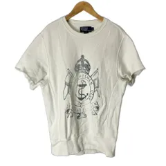 ポロ バイ ラルフローレン Polo by Ralph Lauren トレーナー スウェット プリント 半袖 M ホワイト ■GY06
