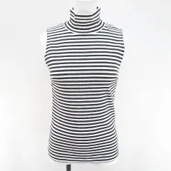 ロンハーマン ヴィンテージ  R.H.vintage ボーダー ノースリーブ カットソー ハイネック XS 灰系 グレー 日本製のサムネイル
