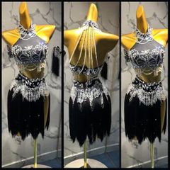 新品同様☆ラテンドレス☆M☆社交ダンス☆水玉ドット☆競技会