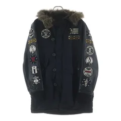 HYSTERIC GLAMOUR (ヒステリックグラマー) N-3B LEATHER SLEEVE JACKET レザースリーブ ナイロン ジャケット ブラック 0253AC07のサムネイル