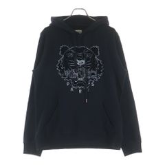 KENZO (켄조) Metallic Logo Tiger Hoodie 메탈릭 로고 호랑이 후드 스웨트 풀오버 파커 블랙 FB65SW3304MZ