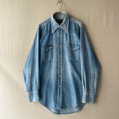 古着 ゲス デニムシャツ ボロ ダメージ ノーカラーシャツ ゆったり 