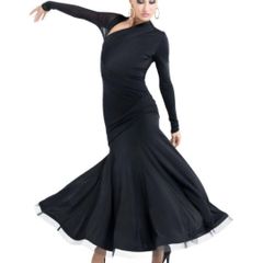 黒 メッシュパネル付き フレアスカート ダンスドレス - メルカリ