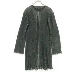 美品 JEANASiS ジーナシス 長袖 裾カットオフ フルジップ ニット ミニワンピース F グレー レディース 古着のサムネイル