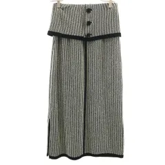 UNITED TOKYO ユナイテッドトウキョウ 日本製 ストライプ柄 ロング丈 ジャガード ニット タイトスカート 1 ブラック系 レディース 古着