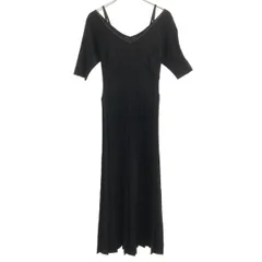 Lily Brown リリーブラウン 半袖 ラメニット プリーツ ロングワンピース F ブラック レディース 古着