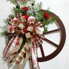 新品 クリスマス リース デコレーション 未使用 クリスマス リース リスマス ちょう結び リース 秋 リース 玄関 ドア用 木製 リース 屋内 屋外用 mlvfoのサムネイル