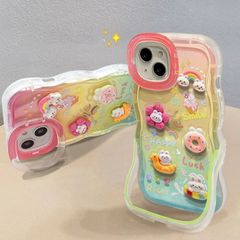 신품 iPhone 케이스 스탠드 기능 첨부 iPhone16 iPhone15 iPhone14 케이스 12pro 보호 내충격 귀여운 그라데이션 무지개 색 선물 mlwzg