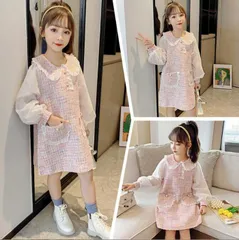 新品 スーツ 女の子 入学式 フォーマル 子供 ワンピース セレモニー 服 きれいめ チュニック 子ども 子供服 ピアノ発表会 キッズ おしゃれ 春 結婚式 春 ツイード 110 120 130 140 150 入園式 mlazt