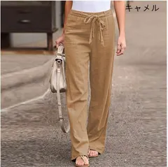 新品 ワイドパンツ 綿麻ワイドパンツ リネン風 ボトムス 麻綿パンツ ガウチョパンツ レディース  体型カバー ナチュラルな風合い ゆったり mlamh