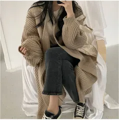 新品 ロングカーディガン レディース ニットソーイング カーディガン ニットカーデ ニット セーター ゆったり 防寒 厚手 トップス 無地 長袖 秋物 冬物 通勤 通学 シンプル カジュアル 可愛い ファッション mlwgx
