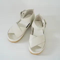定価4.2万 Plantation プランテーション グルービークロス サンダル レザー フラット シューズ 靴 白 22.5cmのサムネイル