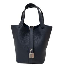 HERMES エルメス ピコタンロック PMブルーニュイ シルバー 極美品 