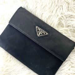 プラダ PRADA 二つ折り財布 ナイロン レザー ブラック 黒 三角ロゴ