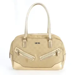 美品 グッチ GGキャンバス 002-1115 レザー ショルダーバッグ 肩掛け トート ハンド 本革 ゴールド レディース RUM DO29-7【中古】