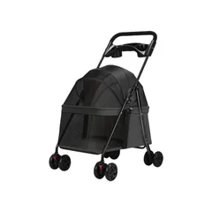 Loyimioo 犬 カート ペットカート 小型犬 犬用 猫用折たたみ可能 分離可能 多頭の小型犬&猫汎用 ドッグ バギー 折りたたみ式 360度回転キャスター (ブラック)のサムネイル